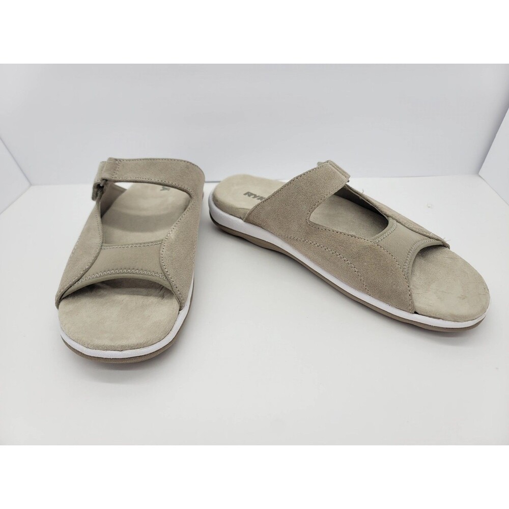 New Ryka Womens Suede Sandals Tan Blue Size 11M Model 194289